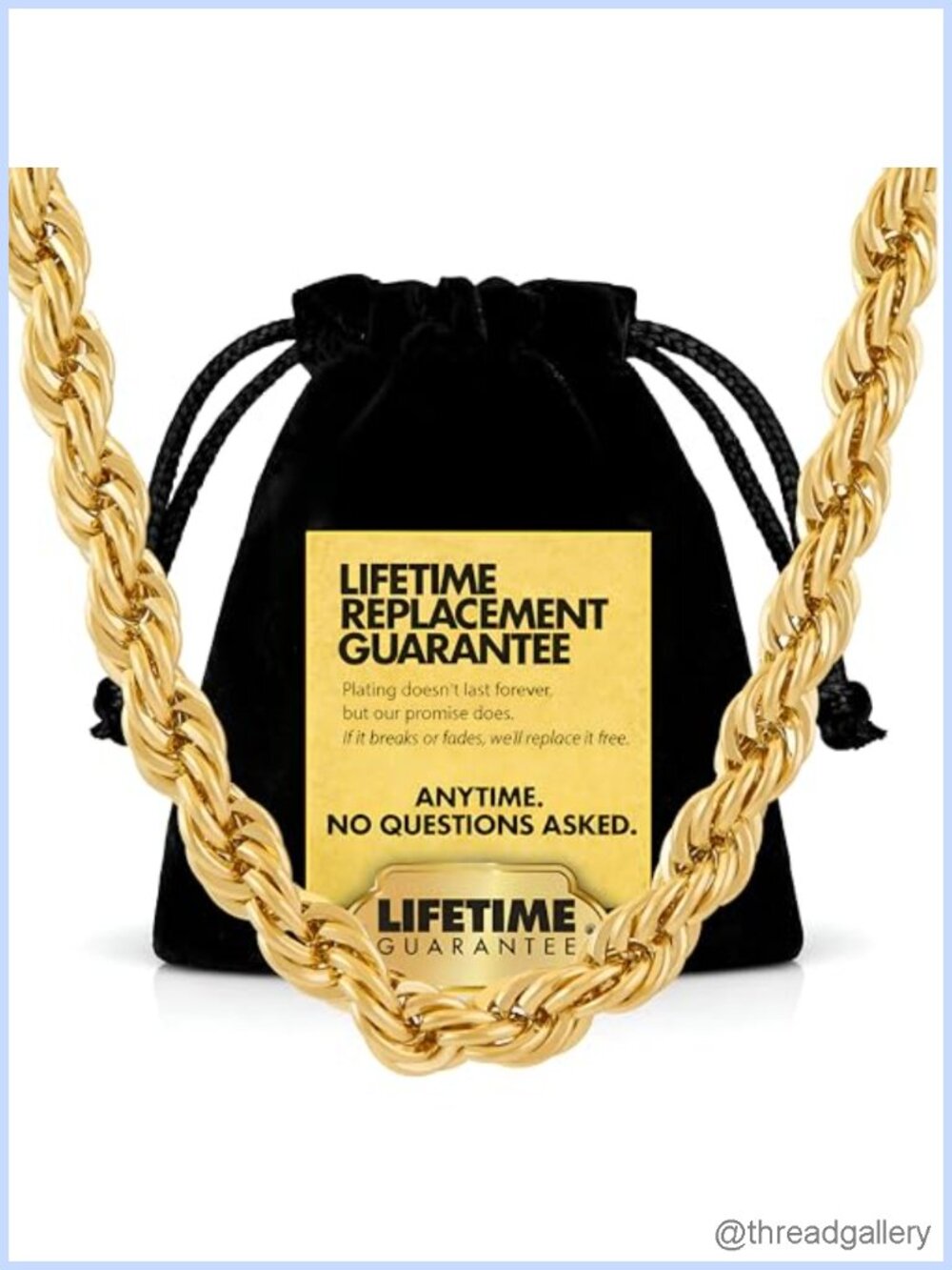 7mm Gold Plated Rope Chain Necklace Diamond Cut Lobster Clasp 22in
